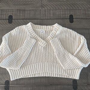 Aerie Cream Knit Cropped Sweater